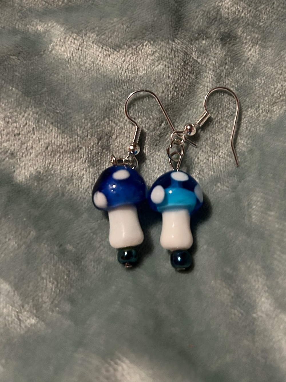 Blue Mushroom Drop Earrings